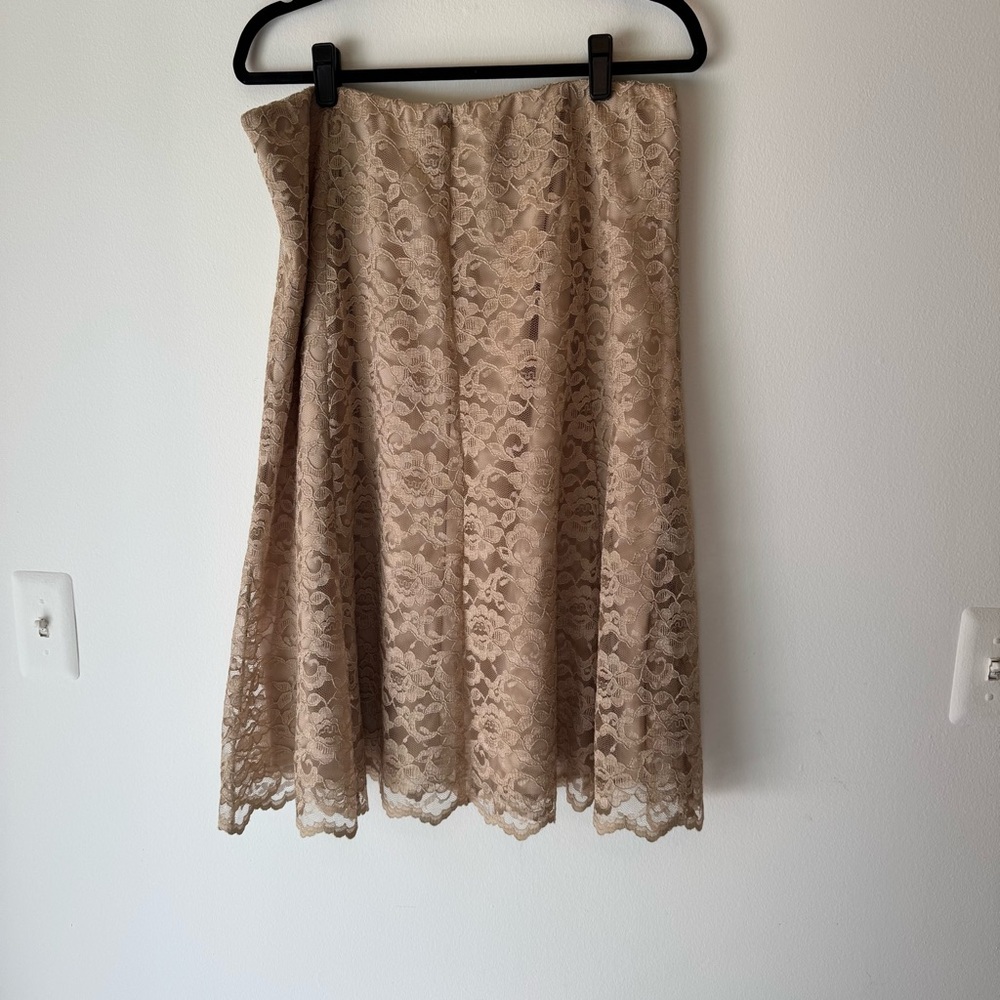 Vintage Laura Ashley Elegant Lace Tan Skirt Girly, Feminine Cottage core 0022